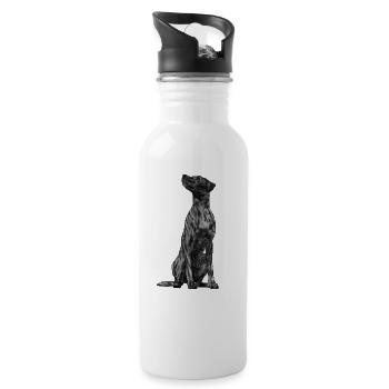 Sitzender Plott Hound Hund - Trinkflasche mit integriertem Trinkhalm - Weiß - Rechts