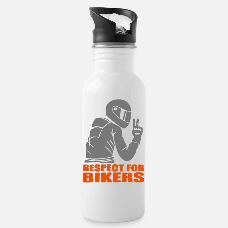 Respectez les motards - Gourde avec paille intégrée - blanc