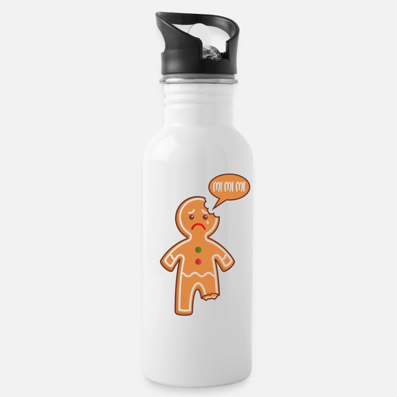 Gingerbread man Mi Mi Mi Mimimi Funny sayings - Water bottle with straw - white
