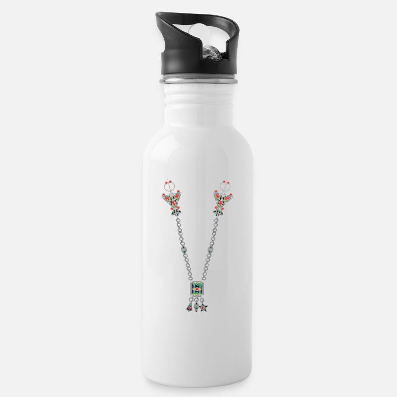 Bijoux kabyle - Gourde avec paille intégrée - blanc