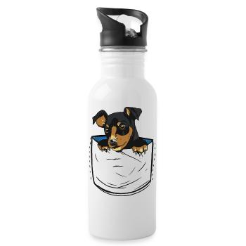 Chien en poche de chiot de poche - Gourde avec paille intégrée - blanc - Droite
