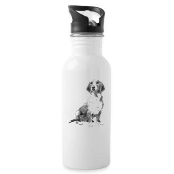 Sitzender Westfälische Dachsbracke Hund - Trinkflasche mit integriertem Trinkhalm - Weiß - Rechts