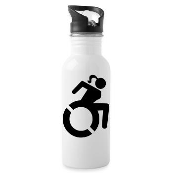 Symbole de fauteuil roulant pour les femmes, mesdames # - Gourde avec paille intégrée - blanc - Droite