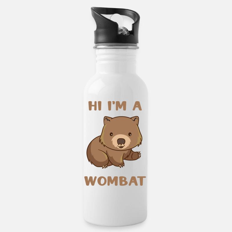 Je suis Un Wombat - Gourde avec paille intégrée - blanc