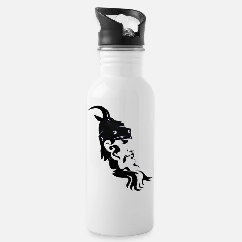 Gjergj Kastrioti - Trinkflasche mit integriertem Trinkhalm - Weiß