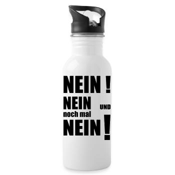 Nein mit Ausrufezeichen - erfordert Akzeptanz - Trinkflasche mit integriertem Trinkhalm - Weiß - Rechts