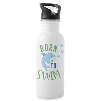 Born to swim - Trinkflasche mit integriertem Trinkhalm - Weiß - Rechts