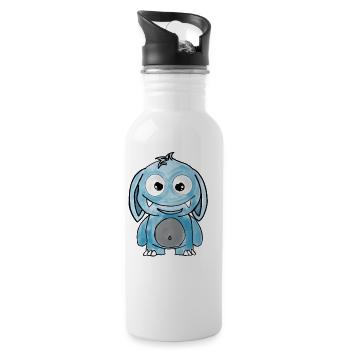 Petit monstre bleu - Gourde avec paille intégrée - blanc - Droite