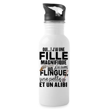 Père Oui J'ai Une Fille Magnifique Cadeau - Gourde avec paille intégrée - blanc - Droite