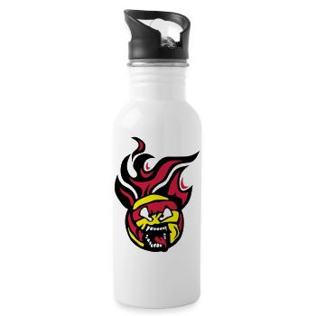 volleyball waterpolo cartoon face flame - Water bottle with straw - white - Right