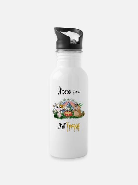 Vache et marmotte, j'peux pas j'ai fondue - Gourde avec paille intégrée - blanc