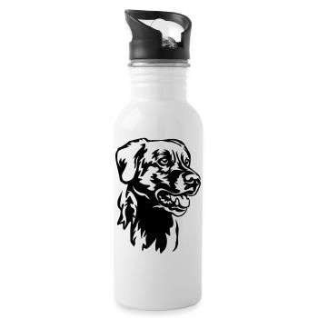 Labrador Head - Water bottle with straw - white - Right
