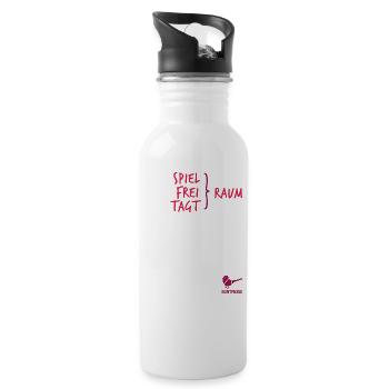 DREISATZ Trinkflasche Rot: Raum - Trinkflasche mit integriertem Trinkhalm - Weiß - Rechts