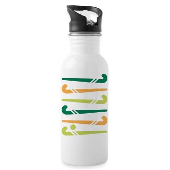 Hockeyschläger bunt - Trinkflasche mit integriertem Trinkhalm - Weiß - Rechts