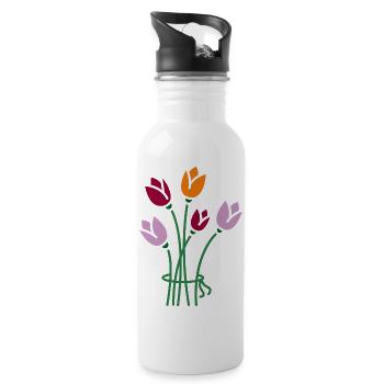 Flowers - Water bottle with straw - white - Right