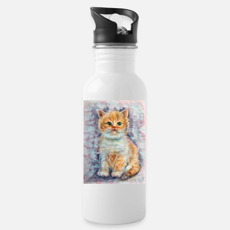 Little kitty. Kitten. - Trinkflasche mit integriertem Trinkhalm - Weiß