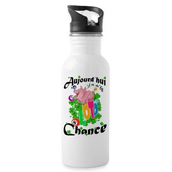 Aujourd'hui j'ai de la chance! loto - Gourde avec paille intégrée - blanc - Droite