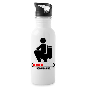 chier toilette caca downloading barre chargement - Gourde avec paille intégrée - blanc - Droite