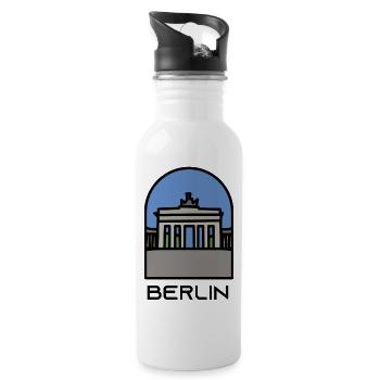Berlin - Trinkflasche mit integriertem Trinkhalm - Weiß - Rechts