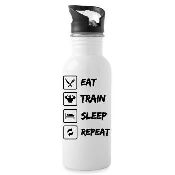 Eat Train Sleep Repeat - Trinkflasche mit integriertem Trinkhalm - Weiß - Rechts