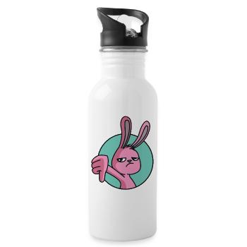 Rabbit thumbs down - Water bottle with straw - white - Right