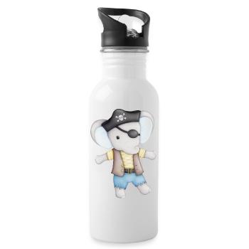 cute elephant as a pirate - Water bottle with straw - white - Right