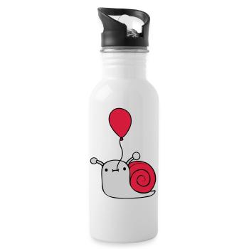 Niedliche Luftballon Schnecke - Trinkflasche mit integriertem Trinkhalm - Weiß - Rechts