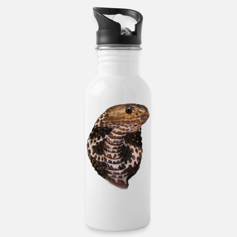 Cobra dans des couleurs réalistes et naturelles - Gourde avec paille intégrée - blanc