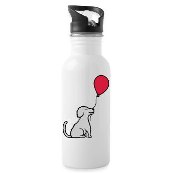 Luftballon Hund cool sitzend - Trinkflasche mit integriertem Trinkhalm - Weiß - Rechts