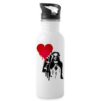 cool street art Jesus - with a lot of love - Water bottle with straw - white - Right