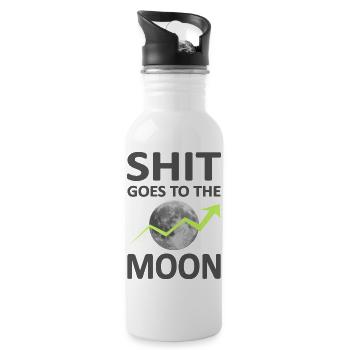 Shit goes to the Moon-Version 2-Satire 2022 - Trinkflasche mit integriertem Trinkhalm - Weiß - Rechts