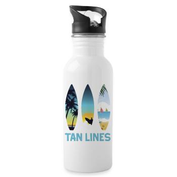 Bräunungsstreifen Dunkel coole shirts ch / at - Trinkflasche mit integriertem Trinkhalm - Weiß - Rechts