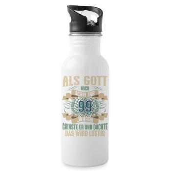 99. Geburtstag Als Gott Mich Schuf Vor - Trinkflasche mit integriertem Trinkhalm - Weiß - Rechts
