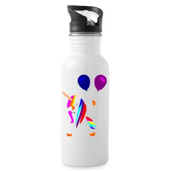dabbing uncorn Einhorn Einhörner mit Luftballons - Trinkflasche mit integriertem Trinkhalm - Weiß - Rechts