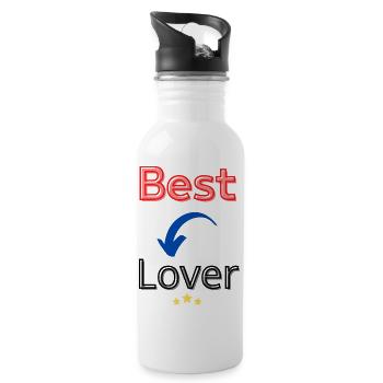Bester Liebhaber / Bester Liebhaber - Trinkflasche mit integriertem Trinkhalm - Weiß - Rechts