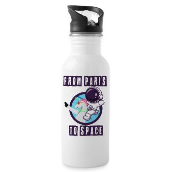 Von Paris zum Weltraumeinhorn mit Astronaut - Trinkflasche mit integriertem Trinkhalm - Weiß - Rechts