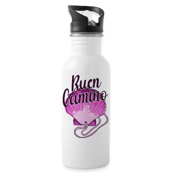 Buen Camino de Santiago de Compostela Jakobsweg - Water bottle with straw - white - Right