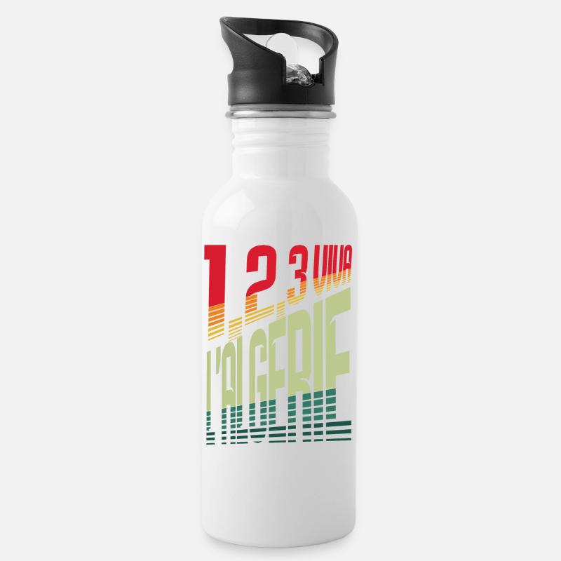 1,2,3 viva Algerien - Trinkflasche mit integriertem Trinkhalm - Weiß