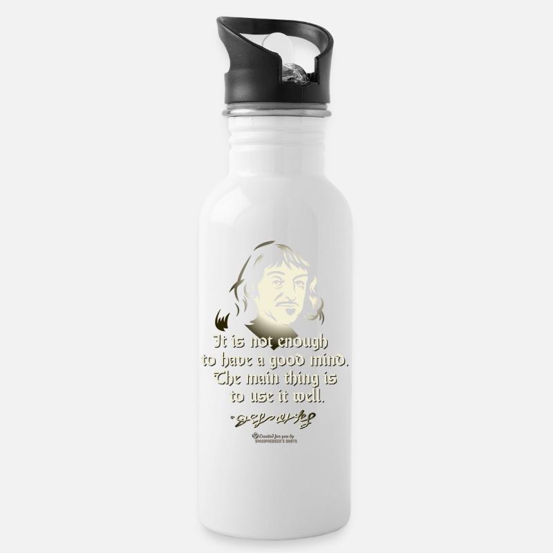 Descartes Good Mind - Trinkflasche mit integriertem Trinkhalm - Weiß