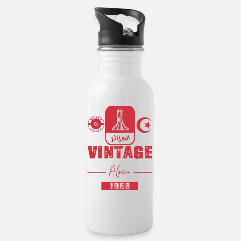 Vintage Algeria 1962 - Water bottle with straw - white