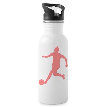 Frauen Fußball Fußballspielerin Design - Trinkflasche mit integriertem Trinkhalm - Weiß - Rechts