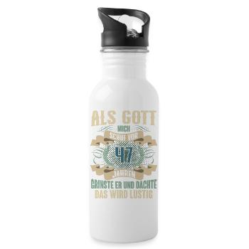47. Geburtstag Als Gott Mich Schuf Vor - Trinkflasche mit integriertem Trinkhalm - Weiß - Rechts