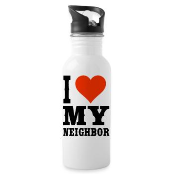 I love my neighbor, the neighborhood T-shirt - Water bottle with straw - white - Right