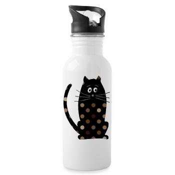 Katze - Trinkflasche mit integriertem Trinkhalm - Weiß - Rechts