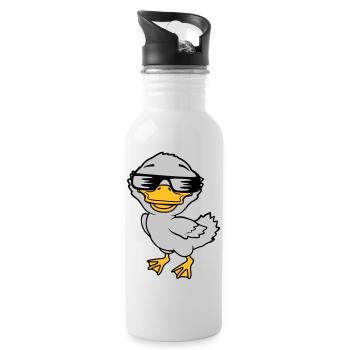 Cooles Sonnenbrille Entenküken Comic - Trinkflasche mit integriertem Trinkhalm - Weiß - Rechts