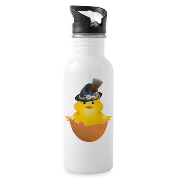 Bavarian chick with traditional hat in eggshell - Water bottle with straw - white - Right
