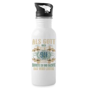 94. Geburtstag Als Gott Mich Schuf Vor - Trinkflasche mit integriertem Trinkhalm - Weiß - Rechts