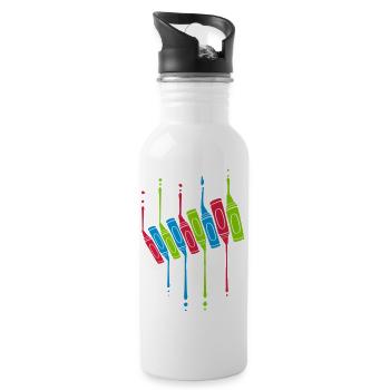 Crayons Drops Cool Design - Water bottle with straw - white - Right