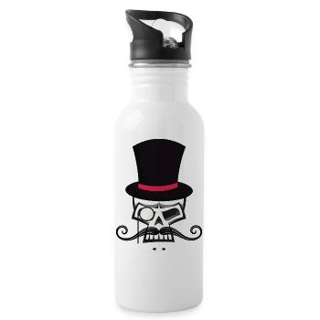 Skullheadwith beard and hat - Trinkflasche mit integriertem Trinkhalm - Weiß - Rechts