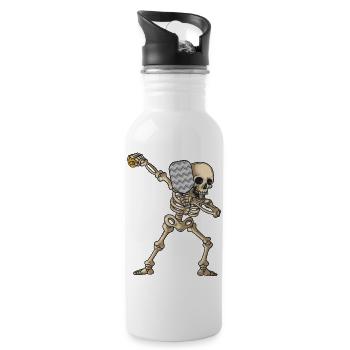 Halloween Pickleball Costume Dabbing Skeleton - Water bottle with straw - white - Right